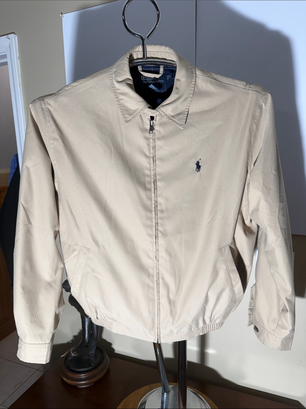 Polo by Ralph Lauren Beige Zip-Front Jacket with Navy Pony